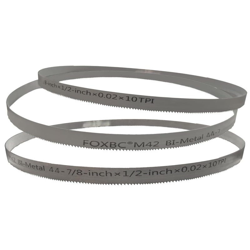FOXBC 44-7/8-inch Bandsaw Blades 10 TPI, Replacement for Milwaukee 48-39-0501, DeWalt Portable Band Saw, 44-7/8" x 1/2" x .020", 3-Pack - Image 1